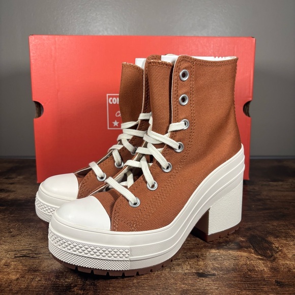 Converse Chuck 70 De Luxe Heel Hi Platform A05253C Women’s Size 5.5 Tawny Owl - Picture 3 of 9